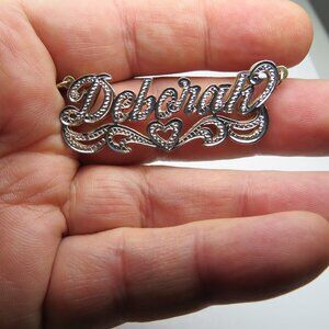 14k Gold Double Name Plate DEBORAH Hand Made